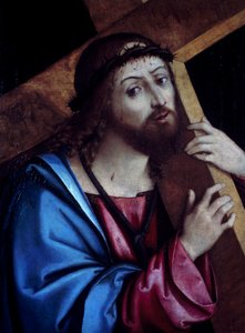 Cristo carregando a cruz, de Girolamo Marchesi conhecido como Cotignola (ca. 1471-1540), têmpera sobre tela, 41x56 cm. de Girolamo Marchesi da Cotignola