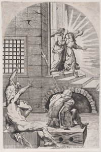 São Pedro sendo libertado da prisão pelo anjo, 1650-70. de Girolamo Pedrignani