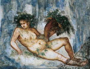 Alegoria da Primavera, Detalhe dos afrescos de Girolamo Romanino (ca. 1484- depois de 1559), encomendado por Bernardo Clesio de Girolamo Romanino