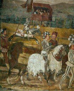 Rei Christian e Bartolomeo Colleoni a assistir a um torneio (fresco)