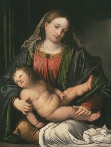 Madonna and Child, c.1516-17 (óleo no painel) de Girolamo Romanino