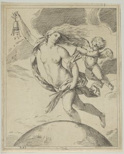 Fortuna voando acima do globo..., ca. 1660-80. de Girolamo Scarsello
