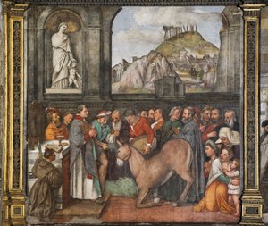 O milagre da mula, a Muralha do Norte, Escola do Santo, detalhe de 2195188 de Girolamo Tessari