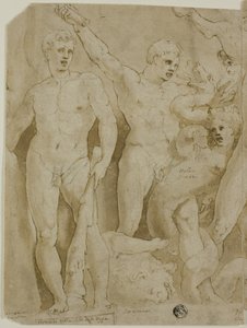 Alívio do antigo sarcófago com os trabalhos de Hércules