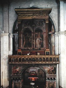 Órgão de Santo André, 1525 (óleo e folha de ouro em madeira) de Girolamo di Romana