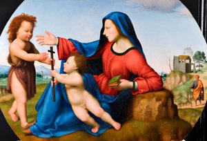 Nossa Senhora e o Menino com o Jovem São João Batista (óleo sobre painel) de Giuliano Bugiardini