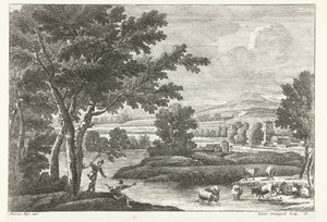 Paisagem com pastores e gado pela água Paisagens italianas (título da série)