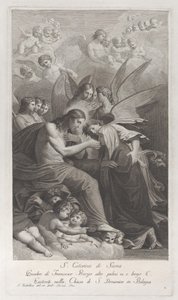 Cristo dando a Hóstia Sagrada a Santa Catarina de Sena ajoelhada..., 1750-1812.