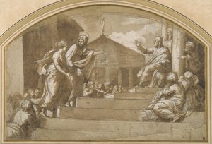 Martha Trazendo Maria Madalena a Cristo (caneta e tinta sobre papel) de Giulio (attr. to) Romano