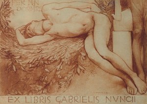 Cartão Ex Libris para Gabriel dAnnunzio (giz no papel)