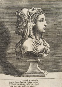 Busto de Hércules e Dejanira, c. 1531-76. de Giulio Bonasone