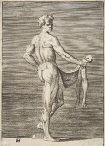 Homem esfolado visto por trás, 1531-76. de Giulio Bonasone