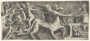 Friso com esfinge e putto no altar de Giulio Bonasone
