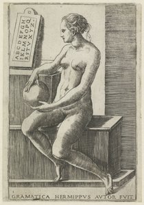 Gramática
Gramatica hermippus autor fuit (título sobre o objecto)
As sete artes liberais (título da série) de Giulio Bonasone
