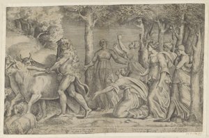 Hércules rouba os bois de Geryon de Giulio Bonasone