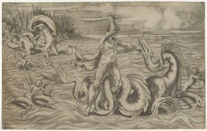 Hércules luta com Aqueloo de Giulio Bonasone