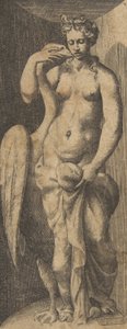 Leda e o cisne, ca 1531-76. de Giulio Bonasone