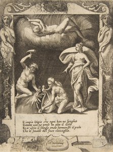 Litigium removido do corpo de Chaos enquanto sua mãe é jogada no ar, set wi..., 1531-76. de Giulio Bonasone