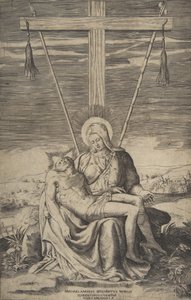 Pietà sob a Cruz de Gólgata, 1547. de Giulio Bonasone
