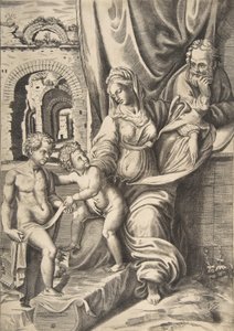 A Sagrada Família e o infante João Batista, 1531-76., 1531-76. de Giulio Bonasone