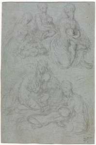 Esboços da Virgem e do Menino, segundo semestre de 1500. de Giulio Campi