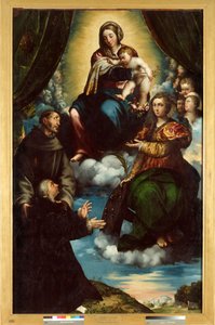 A Virgem e o Menino, Santa Catarina de Alesandria, São Francisco e Pietro Martire Stampa