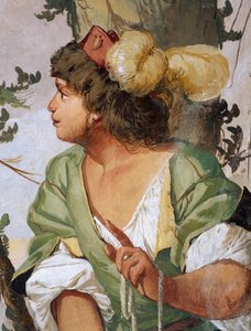 Shepherd Sylvius feriu acidentalmente a ninfa Dorinda e se apaixona por ela, afresco de Giulio Carpioni, inspirado na peça pastoral The Faithful Shepherd, de Giovanni Battista Guarini, Villa Caldogno, Caldogno, Veneto, Itália. de Giulio Carpioni