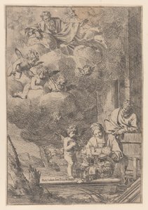 A Sagrada Família com a Virgem segurando Cristo sobre o berço, 1640-60., 1640-60. de Giulio Carpioni