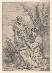 A Sagrada Família com a Virgem lendo um livro, 1640-60. de Giulio Carpioni