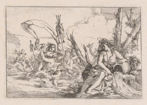 Água, representada por uma náiade sentada na base de uma árvore..., 1640-60. de Giulio Carpioni