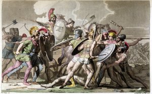 Lute pelo cadáver de Pátroclo (Guerra de Tróia) - em “” O Traje Antigo e Moderno” de Ferrario, ed. Milão