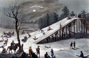 Montagne russe: marreta e pista de gelo na Rússia - in "Le Costume ancien et moderne" de Ferrario, ed. Milão