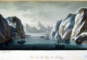 Southern Bay em Spitzberg, Noruega - em “” O traje antigo e moderno” de Jules Ferrario, ed. Milão de Giulio Ferrario