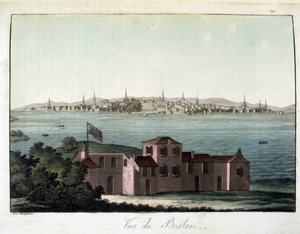 Vista da cidade de Boston - em "The old and modern costume", pelo Dr. Jules Ferrario, ed. Milão de Giulio Ferrario