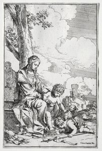 Sagrada Família com o Menino São João. de Giulio I Carpioni