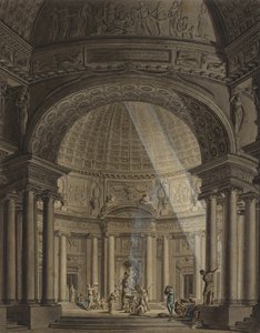 Templo redondo com cena de sacrifício de Giulio Quaglio