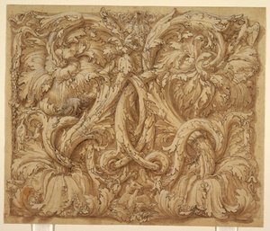 Design para Acanthus Rinceaux com animais e pássaros de Giulio Romano