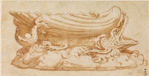 Desenho para um saleiro em prata de Giulio Romano