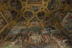 Detalhe do afresco da Câmara de Amor e Psique, 1526-1534 de Giulio Romano