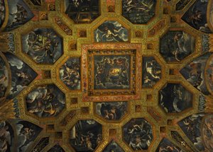 Detalhe de afresco da Câmara de Amor e Psique, 1526-1534 de Giulio Romano