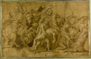 Menelau segurando o corpo de Pátroclo de Giulio Romano