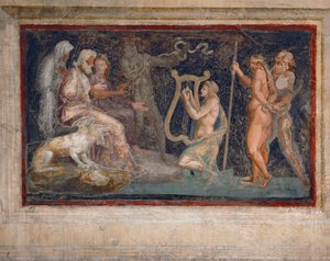 Cena mitológica (fresco) de Giulio Romano