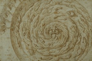 The Stream Oceanus (caneta e tinta marrom com lavagem em papel) de Giulio Romano