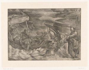 Cristo andando sobre as águas de Giulio Sanuto (attributed to)