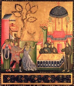 O Retábulo de São Francisco, detalhe representando o Milagre da Mulher Possuída (tempera no painel)