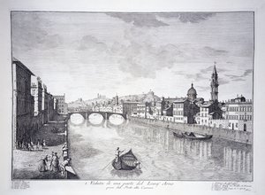 Vista de uma parte do rio Arno de Giuseppe (after) Zocchi