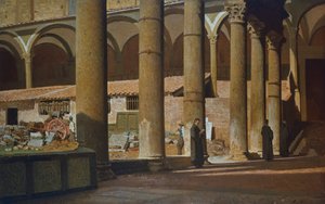O claustro de St Croce, ca. 1862, de Giuseppe Abbati (1836-1868), óleo sobre tela, Itália