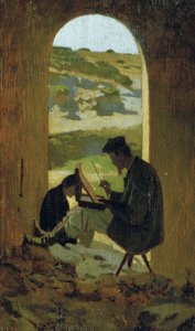O pintor Stanislao Pointeau, c.1863 (óleo sobre tábua) de Giuseppe Abbati