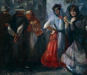 Galantrias de quinta, pintura de Giuseppe Aprea (1876-1946), óleo sobre tela. Itália, século XX. de Giuseppe Aprea
