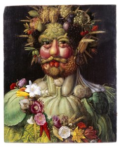 Etiqueta Vertumnus QS:Lsv, «Retrato, alegoria» de Giuseppe Arcimboldo